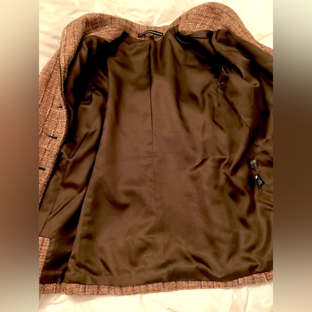 Linda Allard EllenTracy Golden Brown Tweed Blazer 12/14 - Picture 7 of 15